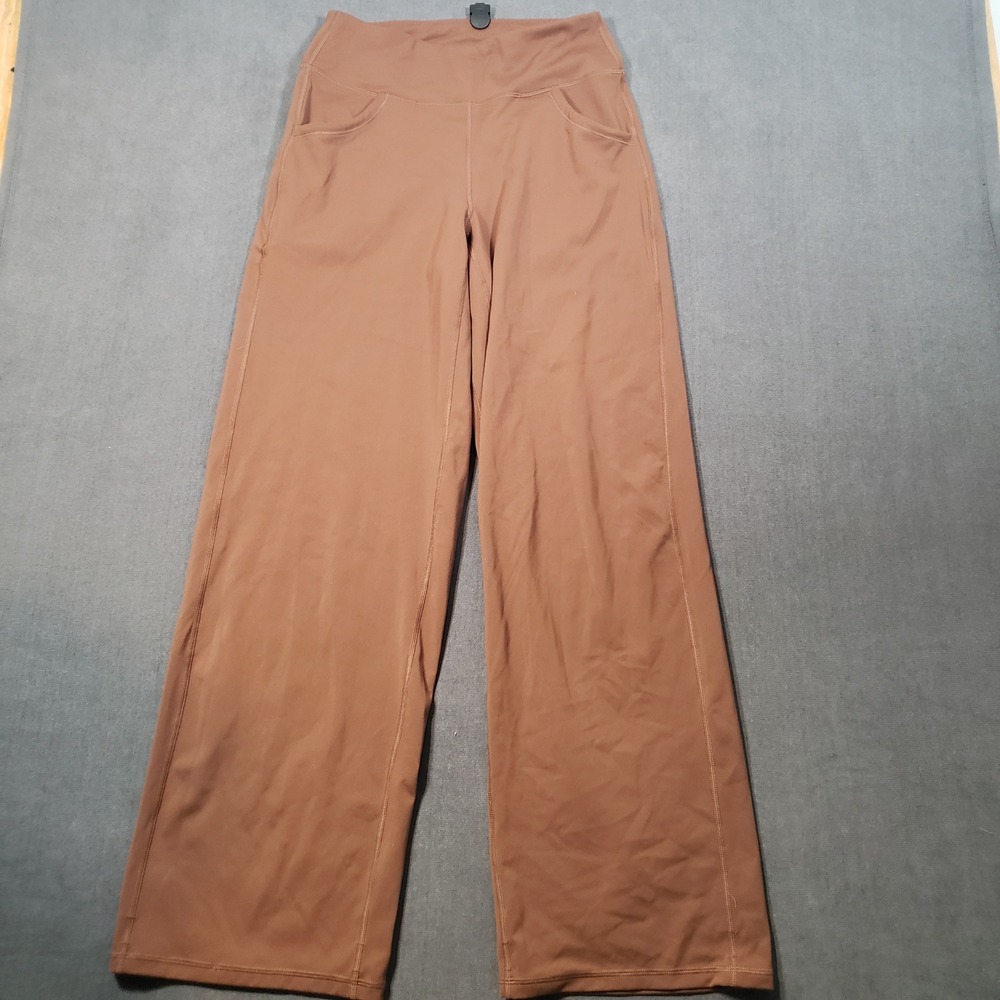 Promover Wide Leg‎ Yoga Pants Womens M Brown High Waisted Pockets PM23D152
